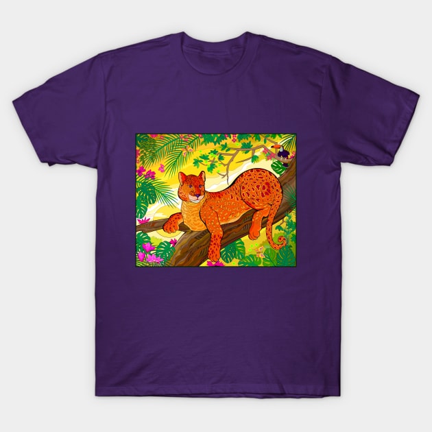 Leopard in tropical jungle T-Shirt by Artist Natalja Cernecka